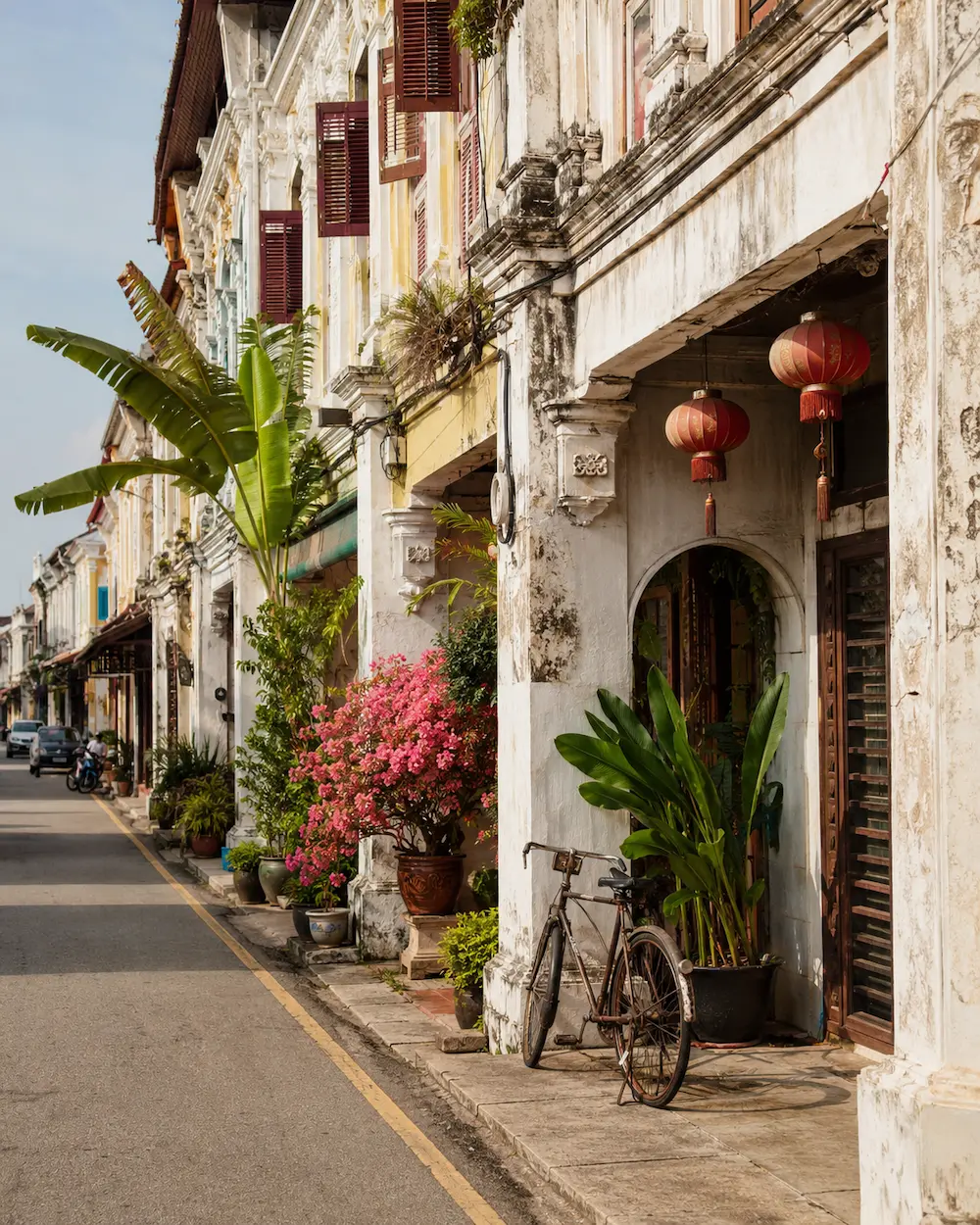 George Town heritage streets and colourful shophouses in Penang